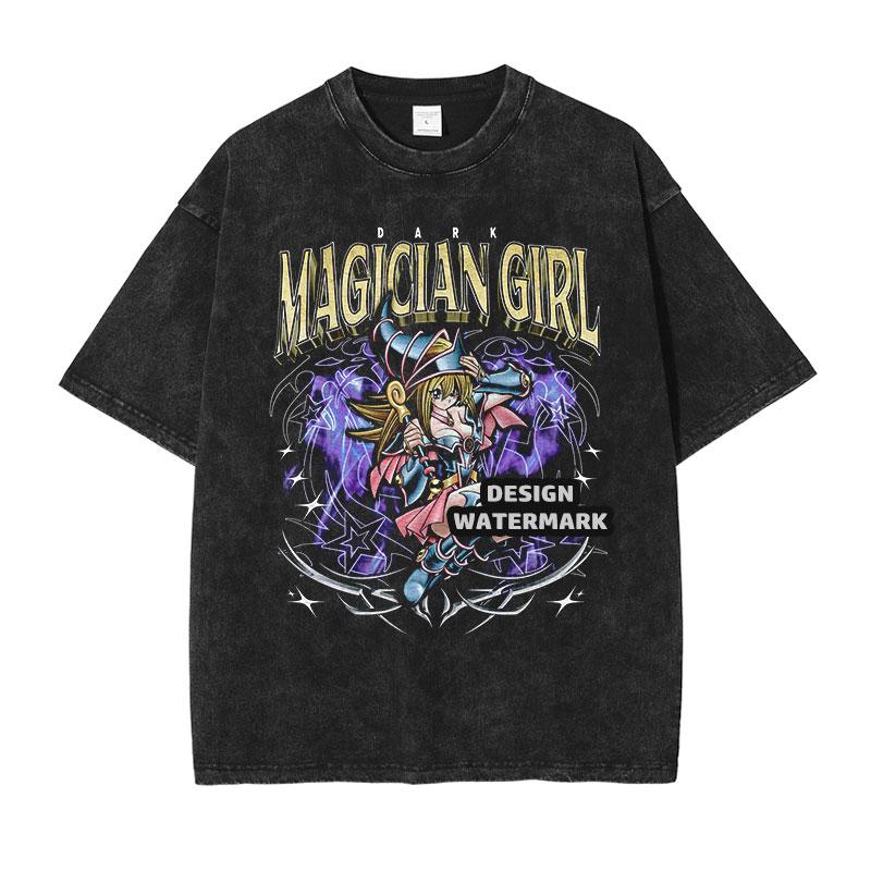 Anime Yu Gi T Shirts Manga Vintage Washed Oh Blue Eyes White Dragon Tshirt Oversized Yugioh T Shirt Retro Tops Tees Man Cotton