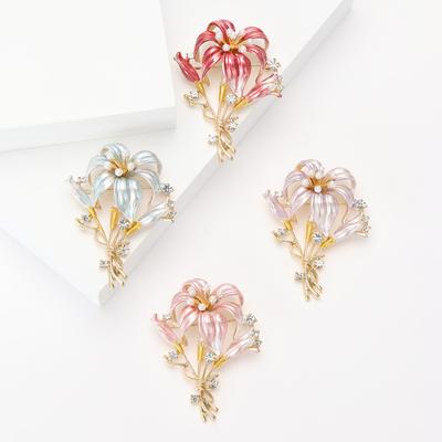 Simple Fashion Alloy Enamel Lily Bouquet Brooch Elegant Temperament Women'S Clothing Brooch Ornament Pin