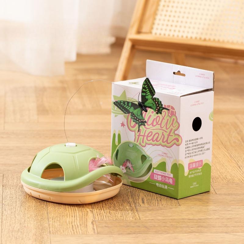 Electric Cat Toy Butterfly Flying Automatic Rotating Cat Toy Stick for Amusing Kittens and Relieving Boredom. Turtle Shell Cat Toy.