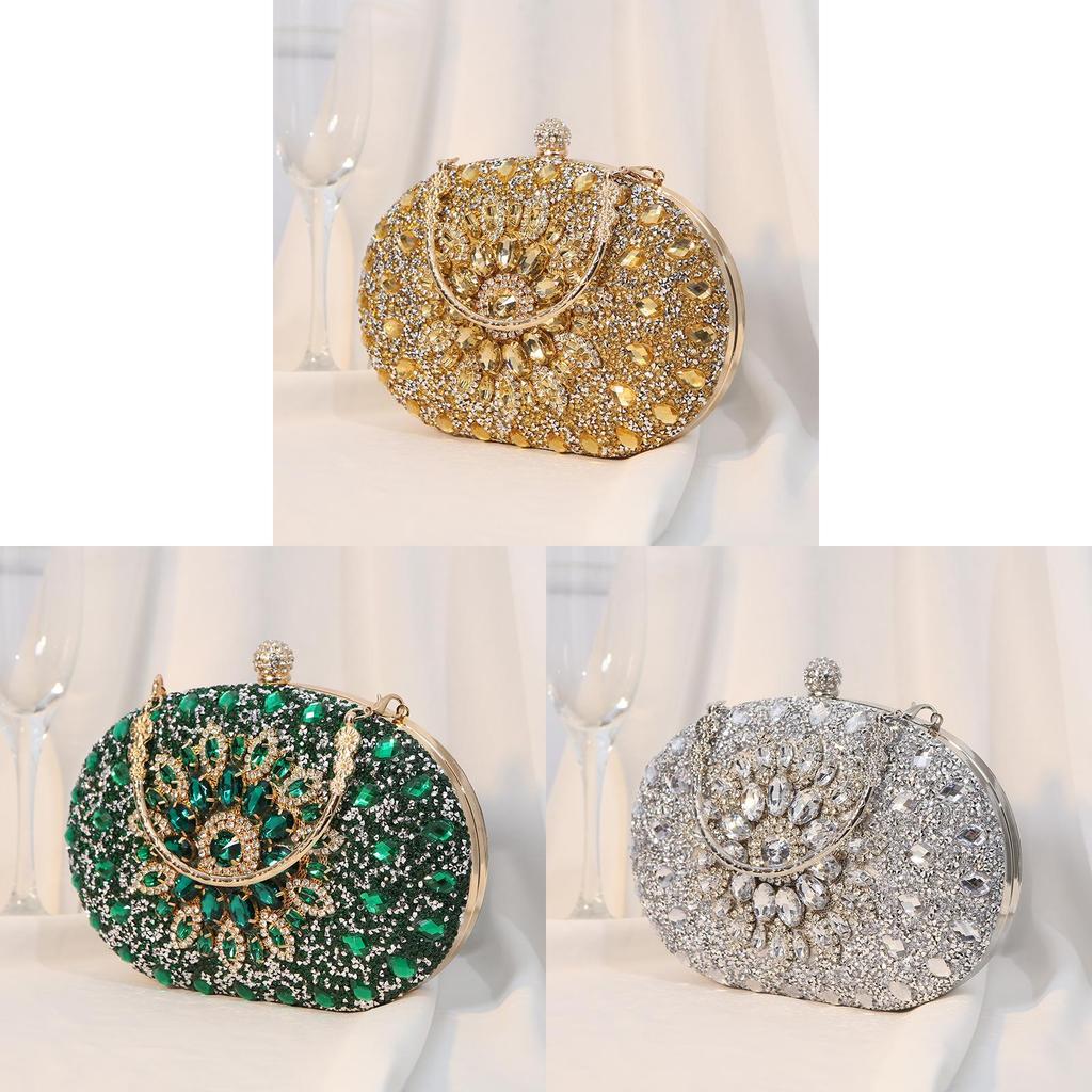 Pochette da Sera in PU con Decorazioni di Diamanti per Eventi Formali e Serate