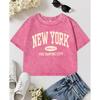 New York City Brooklyn Creative Letter Print Washed Crop T-Shirt Women Slim Tops Fitness T Shirts Cotton O-Neck T Shirt