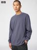 Uniqlo חולצת טי אייריזם כותנה צווארון עגול שרוול ארוך