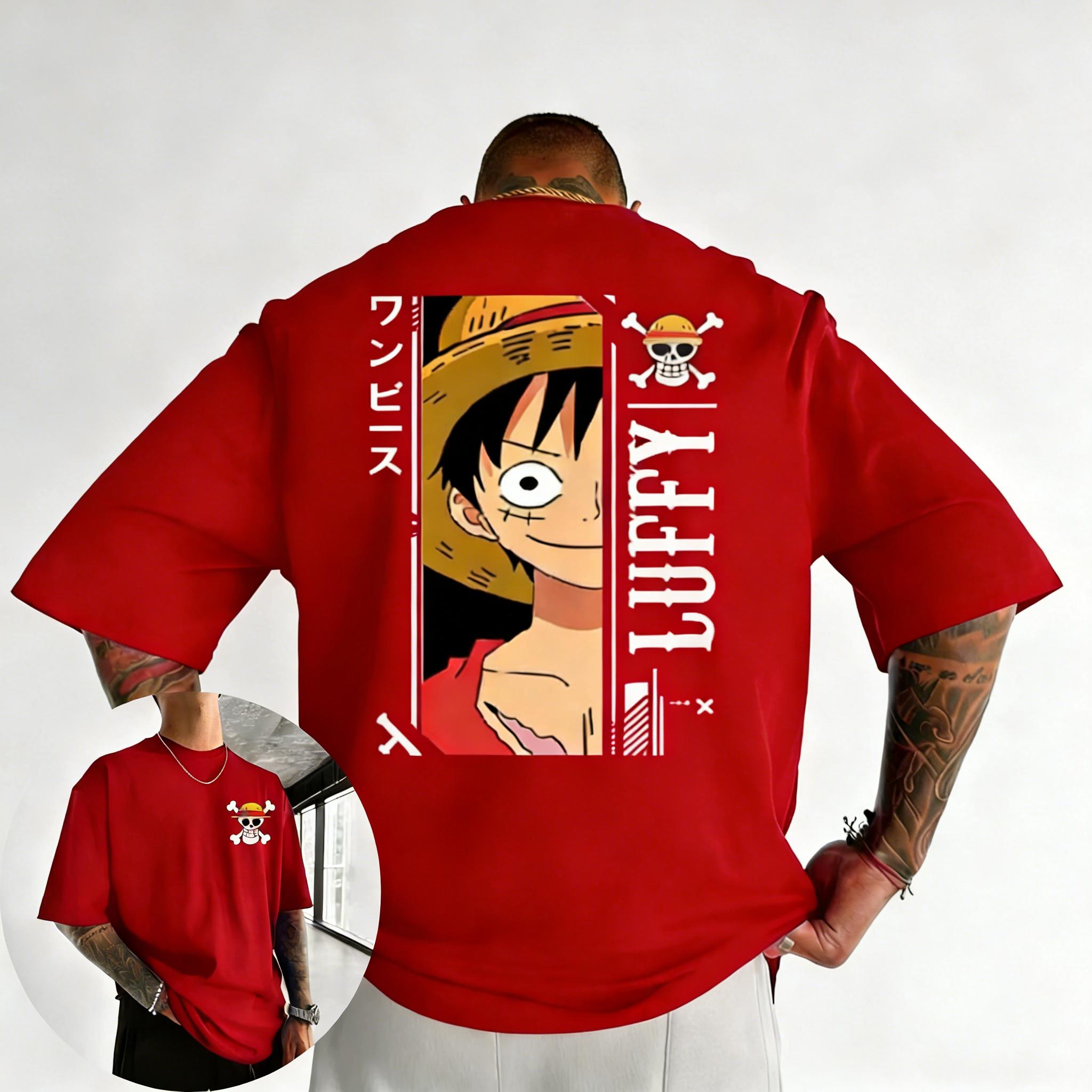 

Plus Size One Piece Anime Printed Men and Women Tshirt Casual Parent Child Top Fashion Y2K Harajuku Style Summer Street Wear S
