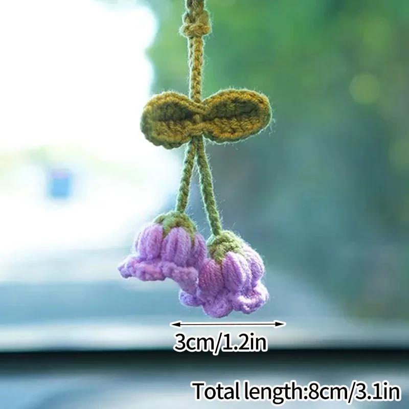 Crochet Flowers Woven Flowers Pendant Car Interior Hanging Decoration Hand Knitted Bags Decoration Handmade Key Pendants Household Decoration