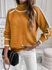 Autumn Winter Women's High Neck Color Block Raglan Sleeve Loose Sweater