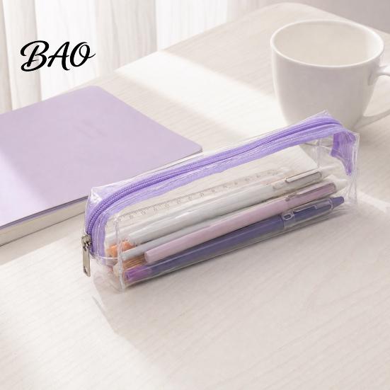 Lightweight Transparent Pouch Clear PVC Pencil Case, Waterproof Stationery Bag for Students, School Case Pen Exam, Large Capacity Zipper Splash-proof