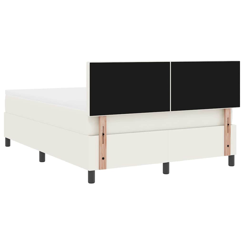 LED Box Spring Bed in Cream and White 160 x 200 cm Cord Fabric