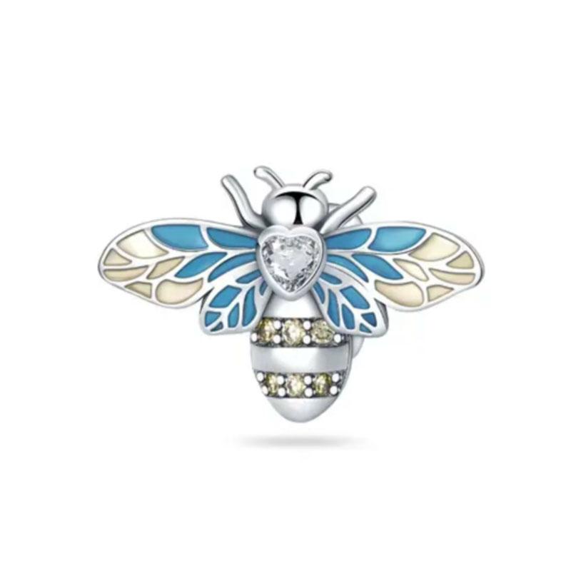 Copper Yellow Honey Bee Pendant Charm Light-In-Dark Firefly Bead Fit Original Bracelet Jewelry For Annversary Gifts