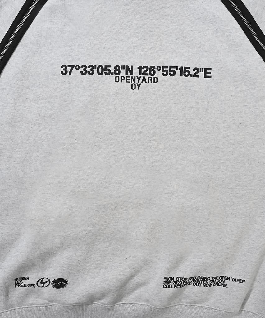 W.L Back Zipper Raglan Hoodie-Grey