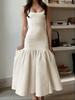 European and American Fashion U-neck Slim-fit Dress Retro Sleeveless Fishtail Dress Sexy Vacation Fake Dress