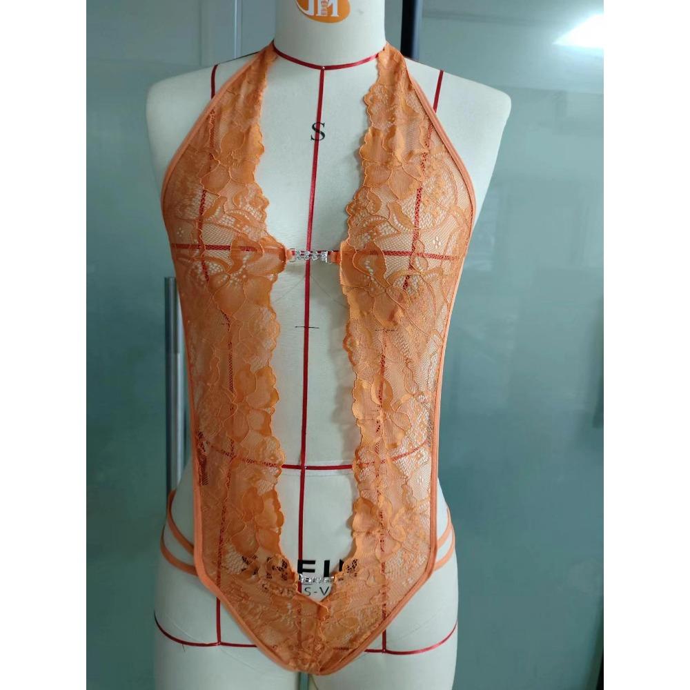 Erotic Sexy Crotchless  Lingerie Women Lace Hollow Bra Set Erotic Costumes Teddy Baby Doll Dress Open Bra Porn Underwear Set