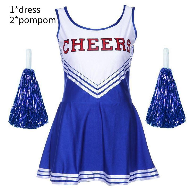 

Elegant Plus Size Women s Cheerleader Outfit Comfortable Polyester Cheer Uniform Blue,S