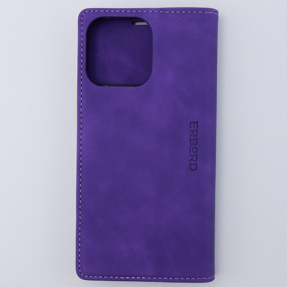 iPhone 15 Pro Max Case, ERBORD Vintage Wallet with Flap, Purple