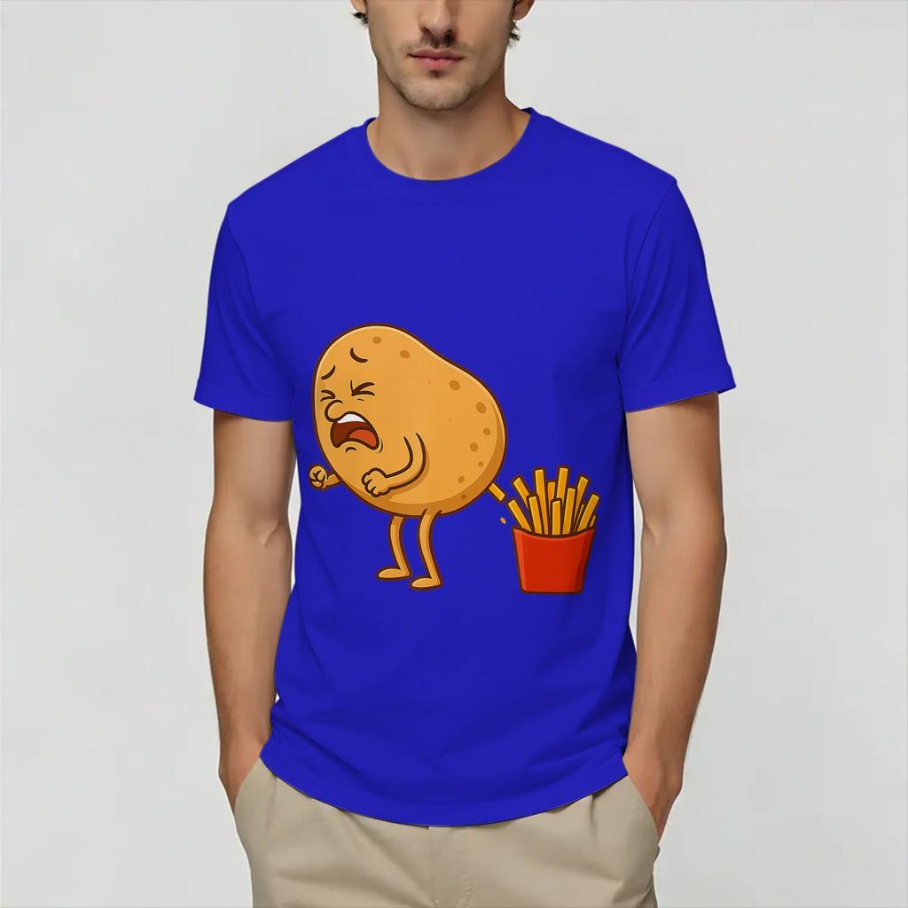 Funny Potato Farting Frenc TShirts Unisex Vintage Pure Cotton Tee Shirt O Neck Short Sleeve T Shirt Graphic Tops