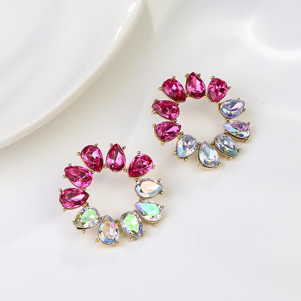 Boucles d'oreilles pendantes Zircon Fleur Colorée pour Femmes, Boucles d'oreilles pendantes Statement pour Fête & Usage Quotidien