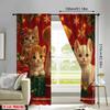 2pcs Cute Kitten Pattern Curtain   Design Window Drapes   Polyester Fabric   Christmas Holiday Window Decoration   Home Decor   Rod P