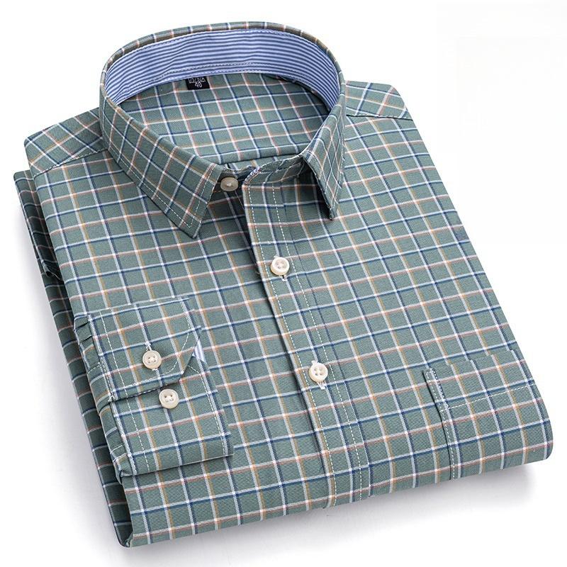 New 100%Pure Cotton Men's Shirt Long Sleeve Classic Versatile Soft Breathable Casual Fashion Business Men's Social Shirt S-7XL