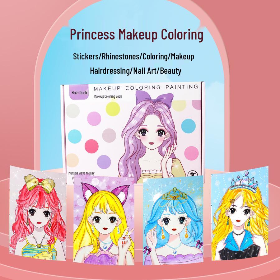 

Princess Beauty Coloring & Makeup Bag with Dress-Up Stickers for Kids
