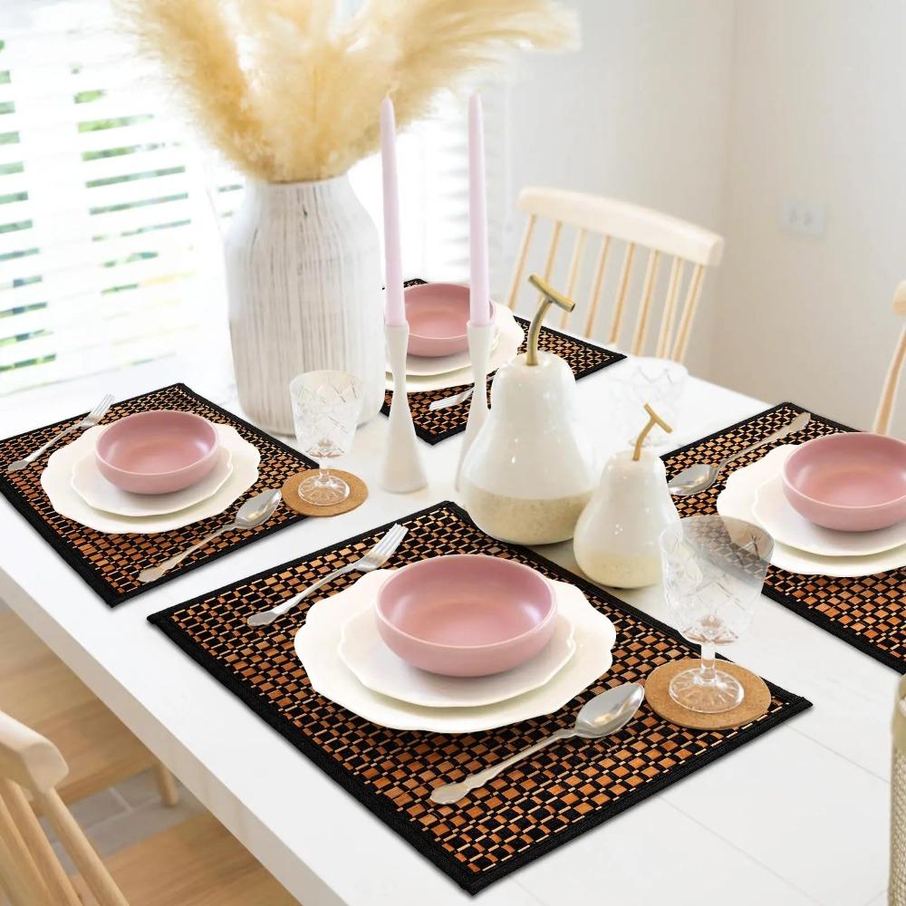 2PCS Heat-Resistant Bamboo Placemat Rectangular Heat-insulating Pad Dining Table Mat Restaurant