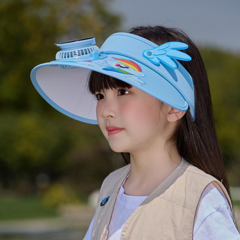 

Детские шляпы Мальчики и девочки мультяшная защита от солнца шляпа с открытым верхом защита от УФ-лучей большая поля с вентилятором солнцезащитная шляпа