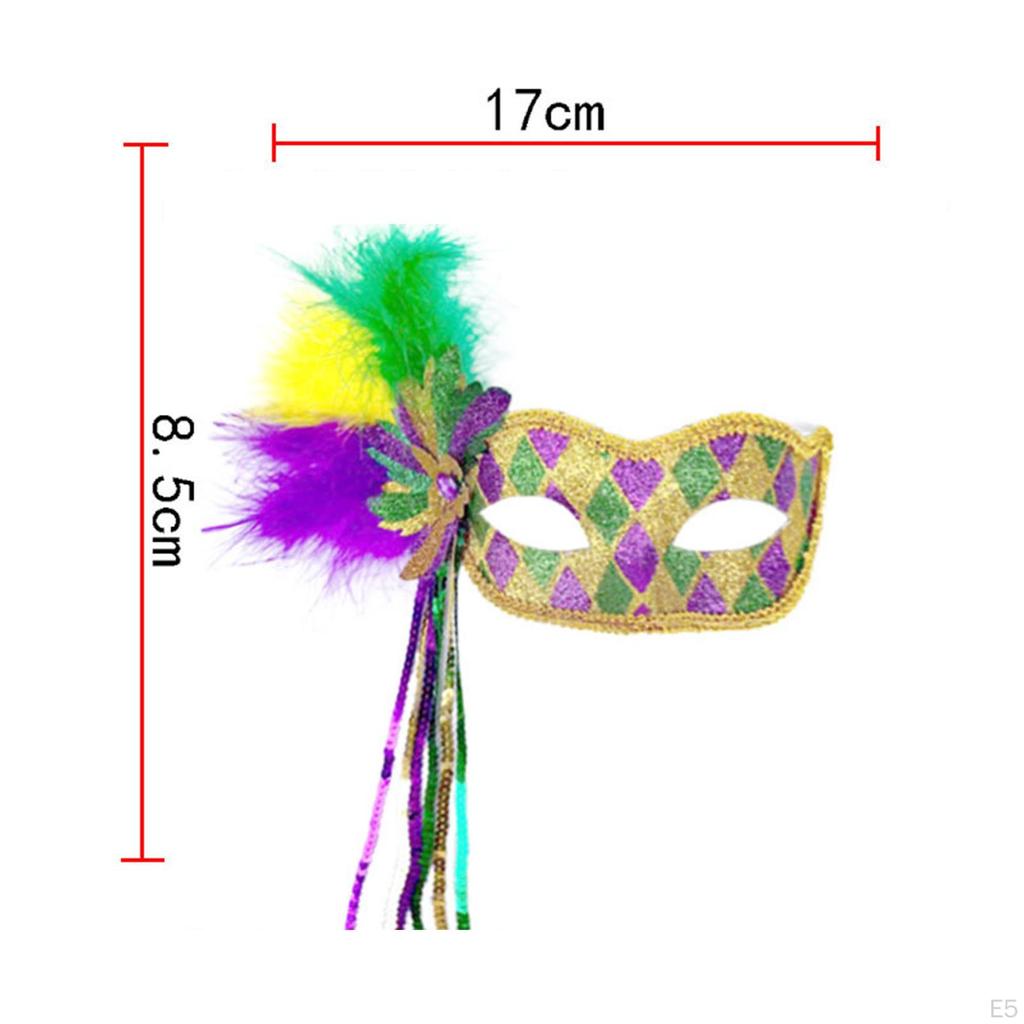 Masquerade Feather Mask Half Face Costume Comfortable Halloween Shield for Women Men