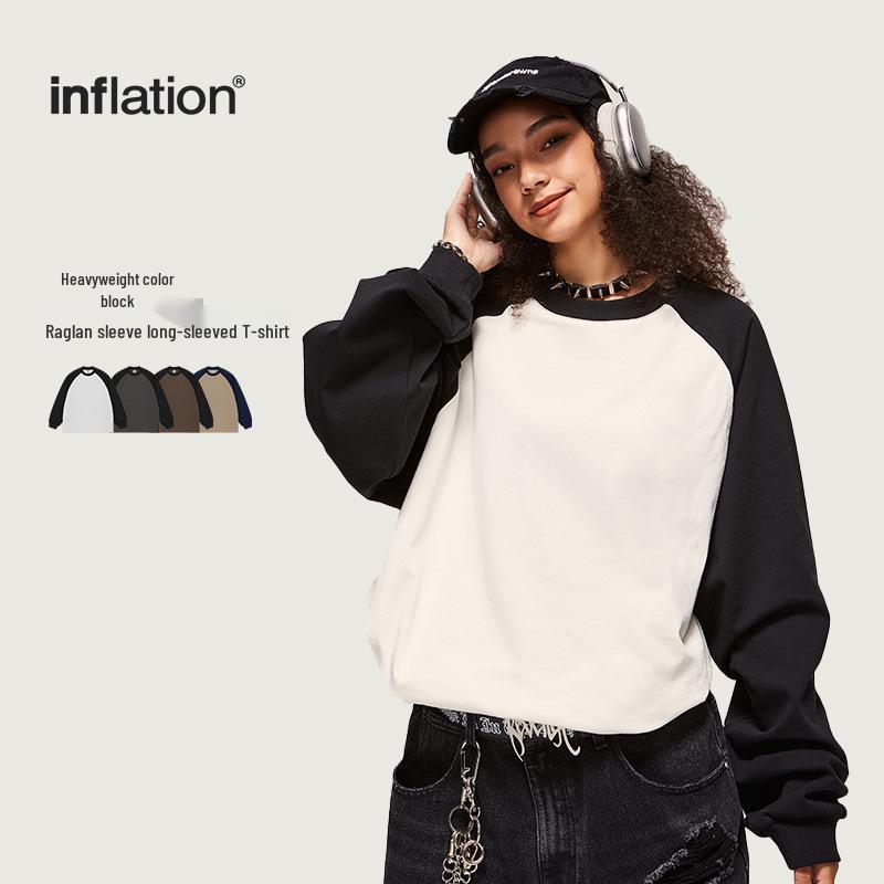 

Jiezhan Men s Heavyweight Color Block Raglan Long Sleeve T-Shirt - Spring 2025 Collection XL