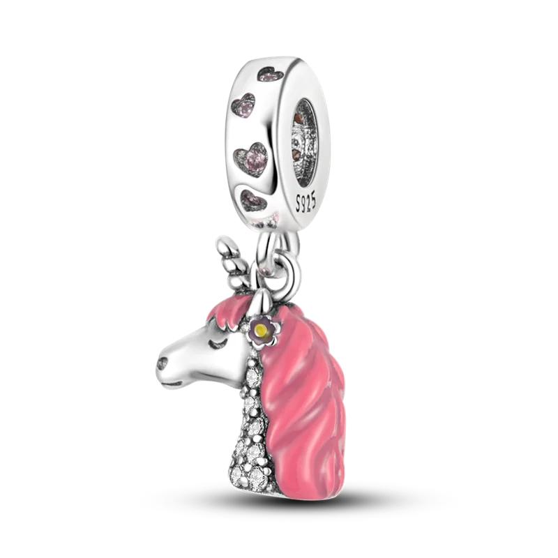 Cute Unicorn Charm Copper Craft Charms Lovely Colorful Pendant Fit Charm Bracelet Necklace Handmade Women Authentic Jewellery Present