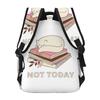 Funny No Today Lazy Cat Printing Student Backpack School Bag Hiking Travel Daypack for Boys Girls Fashion Bookbag Shoulder Bags