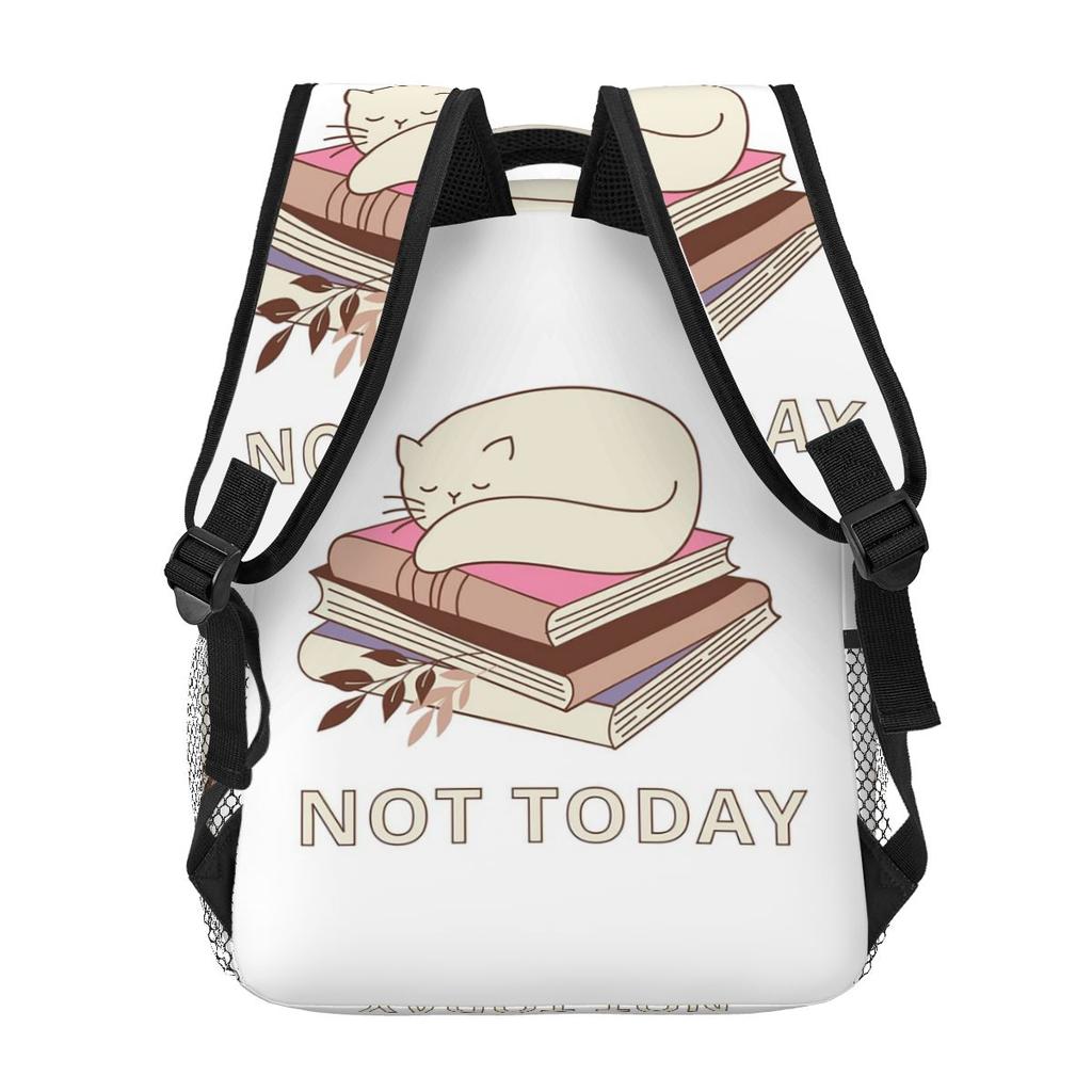 Funny No Today Lazy Cat Printing Student Backpack School Bag Hiking Travel Daypack for Boys Girls Fashion Bookbag Shoulder Bags