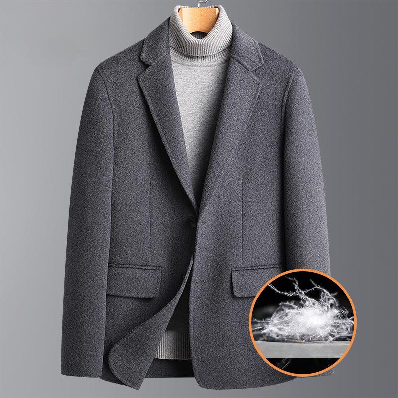 

Осень и зима новый стиль съемная пуховая подкладка двусторонний шерстяной костюм мужской теплый повседневный мужской пиджак 4XL серый