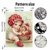 DIY Pearl Painting Canvas Cute Baby Girl with Duckling Design Shiny 3D Bead Art Kit Creative Leisure Craft for Living Room Wall Decor