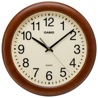 Wall Clock, Brown, Analog, Wooden Frame, Wooden, Wood Grain, Quiet, Continuous Second Hand, IQ-136-5JF