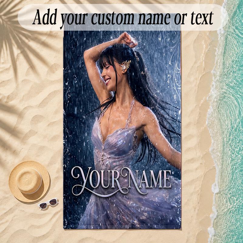 Beach TowelAyliva Custom Name Text Personalized Soft Towel for Beach Pool Indoor Home Decor Gift