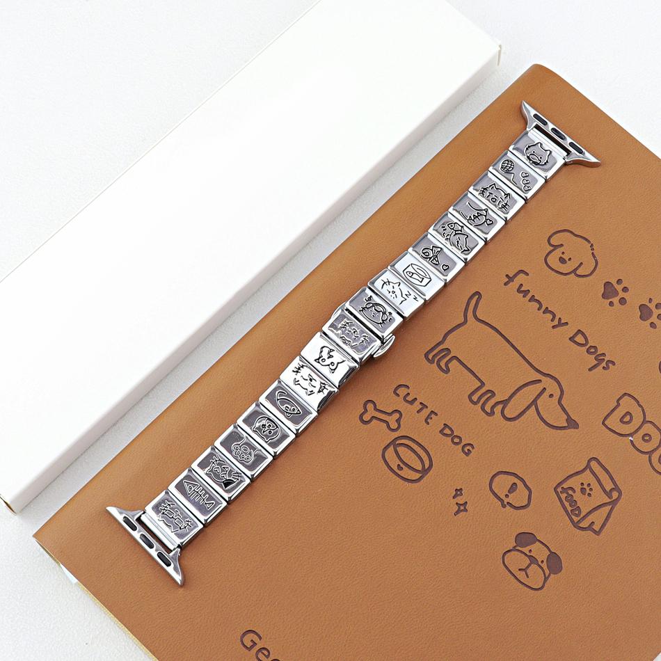 

Strap For Apple Watch Band S11/10/9/8/7/SE/6/5/4/Ultra IWatch 49/46/45/44/42/41/40/38mm Fashion Cat Pattern Metal Alloy Bracelet 38 40 41(S11 10)42MM