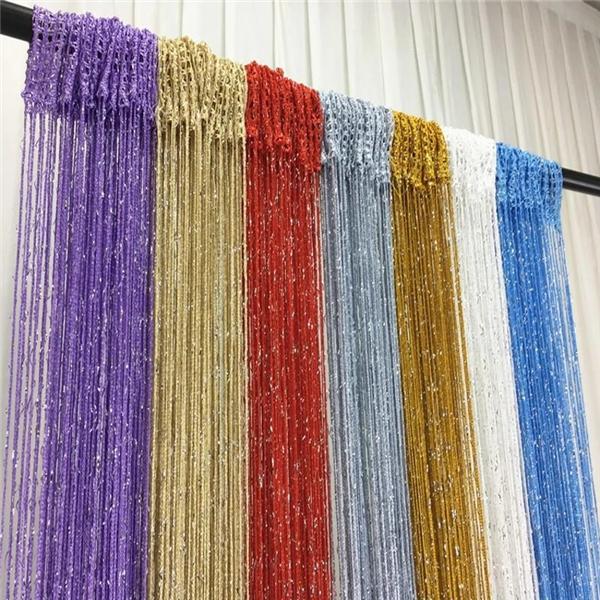Luxury Glitter String Door Curtain Beads Room Dividers Beaded Fringe Polyester Fabric Shiny Tassel Line Curtains Window Panel Valance Wedding DIY