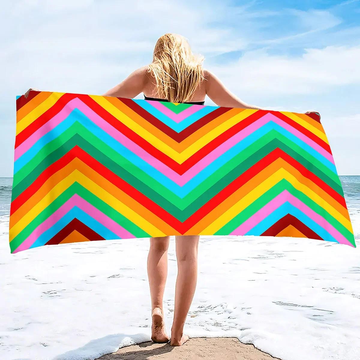Textilien Oversized Beach Towel Plush Thick Large Pool Towel,Striped Quick Drying Swimming Towel Soft Absorbent Sand Free Swim Towels
