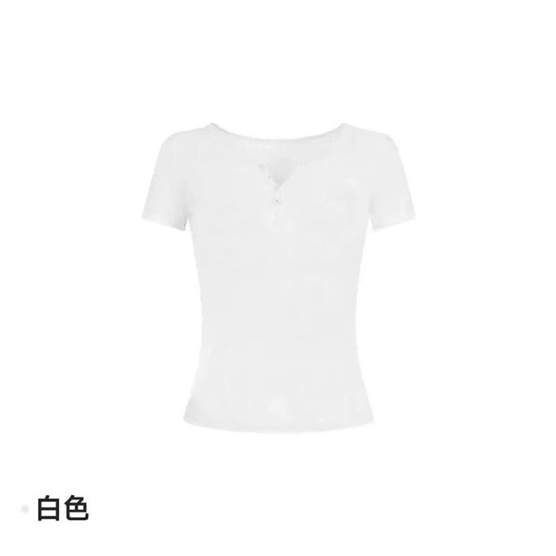Pure desire dopamine sister feeling semi-open neck short sleeves summer waist thin red top Spice girls wear temperament T-shirt