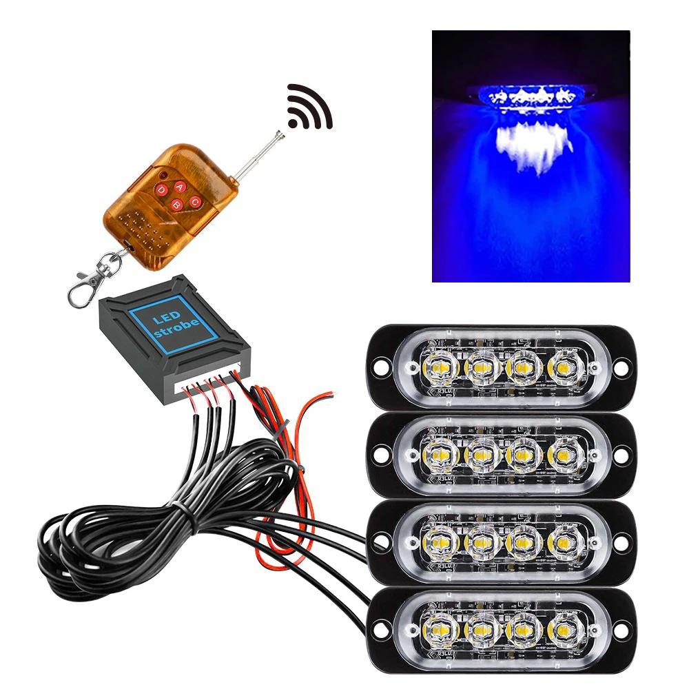 Wireless Grille Police Lights for Car Led Strobe Lights Automotive Flashing Warning Beacon 12V -24V Emergency Lamp for Vehicles