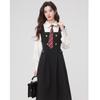 Autumn and Winter Leave Two-piece Splicing Waist Long-sleeved Dress Teaching Interview Skirt