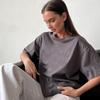 T-shirt in cotone sciolto da donna a maniche corte in tinta unita primaverile ed estiva Top semplici e versatili