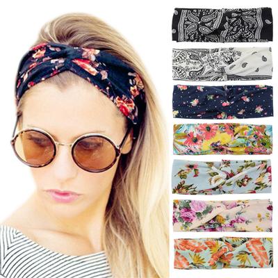 Bedrucktes Cashew-Kreuz-Stirnband, Sport-Gesichtswasch-Kopfbedeckung, Sommer-Yoga-Fitness-Haar-Accessoires, florales geknotetes Stirnband