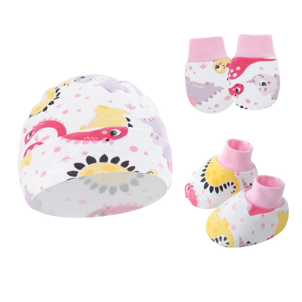 Newborn Baby Hat, Baby Hood, Male and Female Children, Spring and Autumn Baby, Pure Cotton Hat, Gloves, Foot Covers