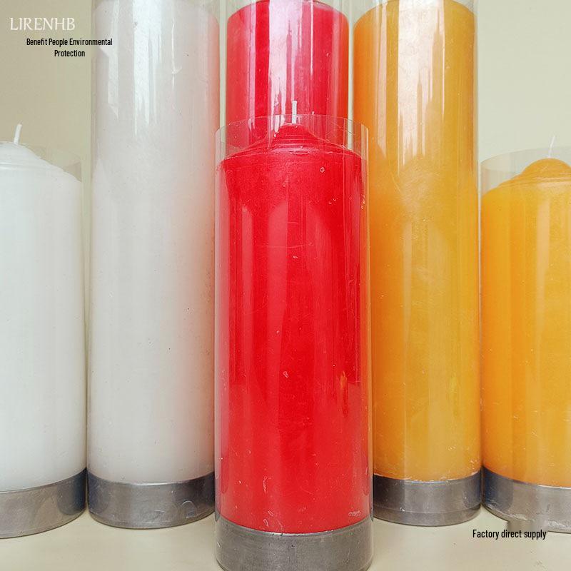 Large Red, White, & Yellow Cylinder Candle - Thick Household Lighting Candle