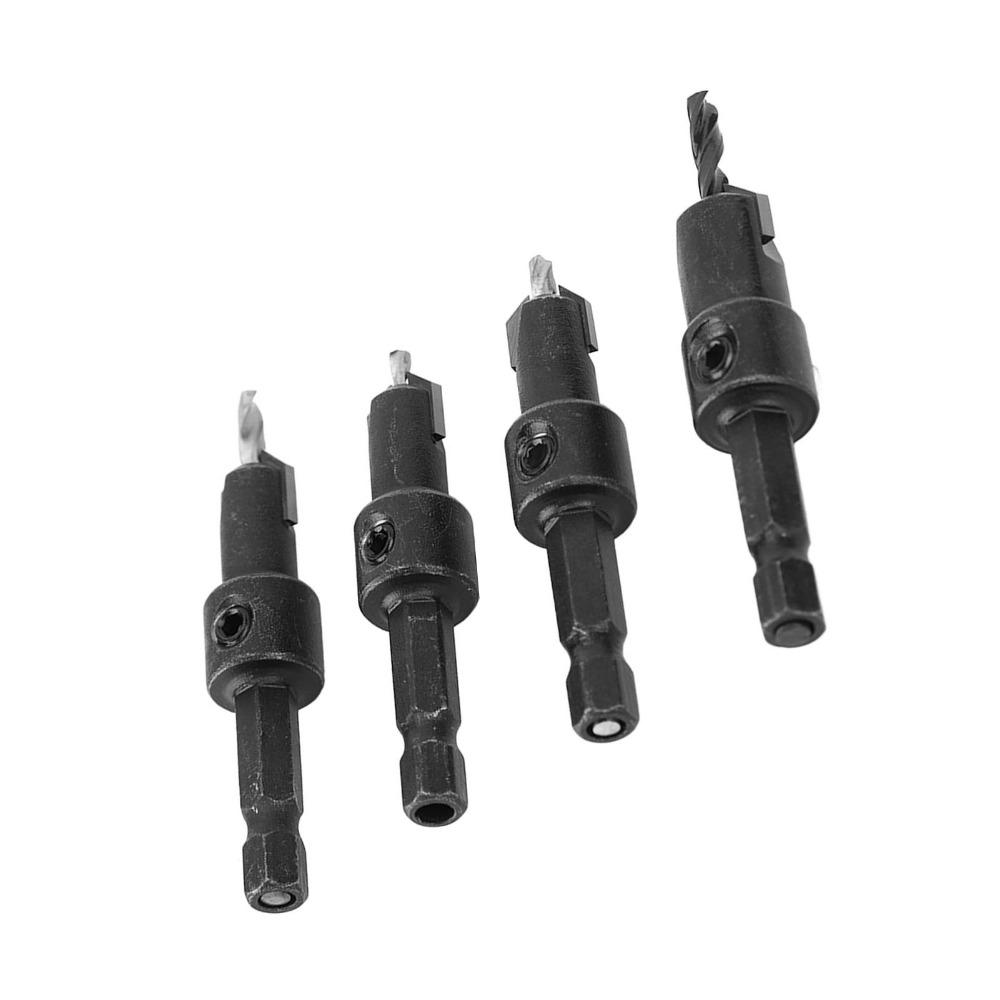 4pcs 4 Piece Set Countersink Drill Bit Set Cemented Carbide Pilot Drill Bit For Self Tapping Screws