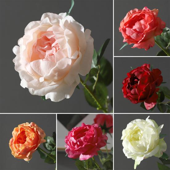 Fleur de Rose Artificielle Fausse Rose au Toucher Réel avec Tige Grandes Fleurs Branches de Roses pour Bouquet de Mariage Fête Saint-Valentin Floral