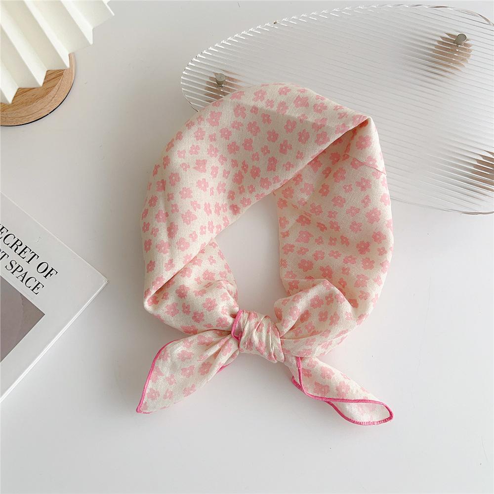 Cotton And Linen Small Square Scarf Silk Scarf Women'S Spring And Autumn New Style Artistic And Versatile Fashionable Temperament Headband Scarf