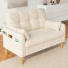 Two-Seater Sofa with Thick Soft Padding, 2 Cushions and Side Storage Pocket, Ideal for Living Room, Bedroom or Small Apartments, Chenille, Beige