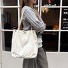 Fresh Floral Corduroy Women's Shoulder Bags Fashi Ctrast Color Ladies Handbag Versatile Large Capacity Female Shopping Bag