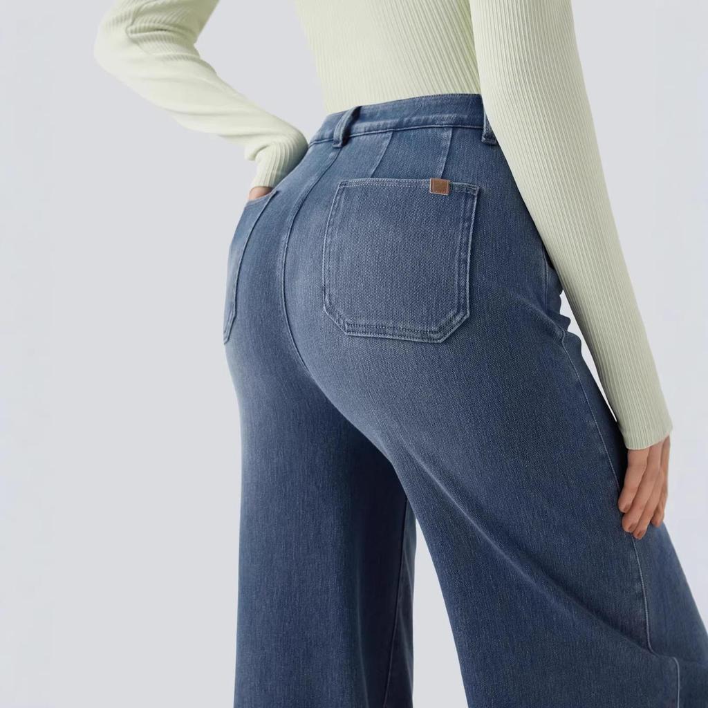High Stretch Jeans Spring Autumn Casual Loose Artistic Straight Pants Vintage Streetwear Women Clothing High Waist Cargo Jeans