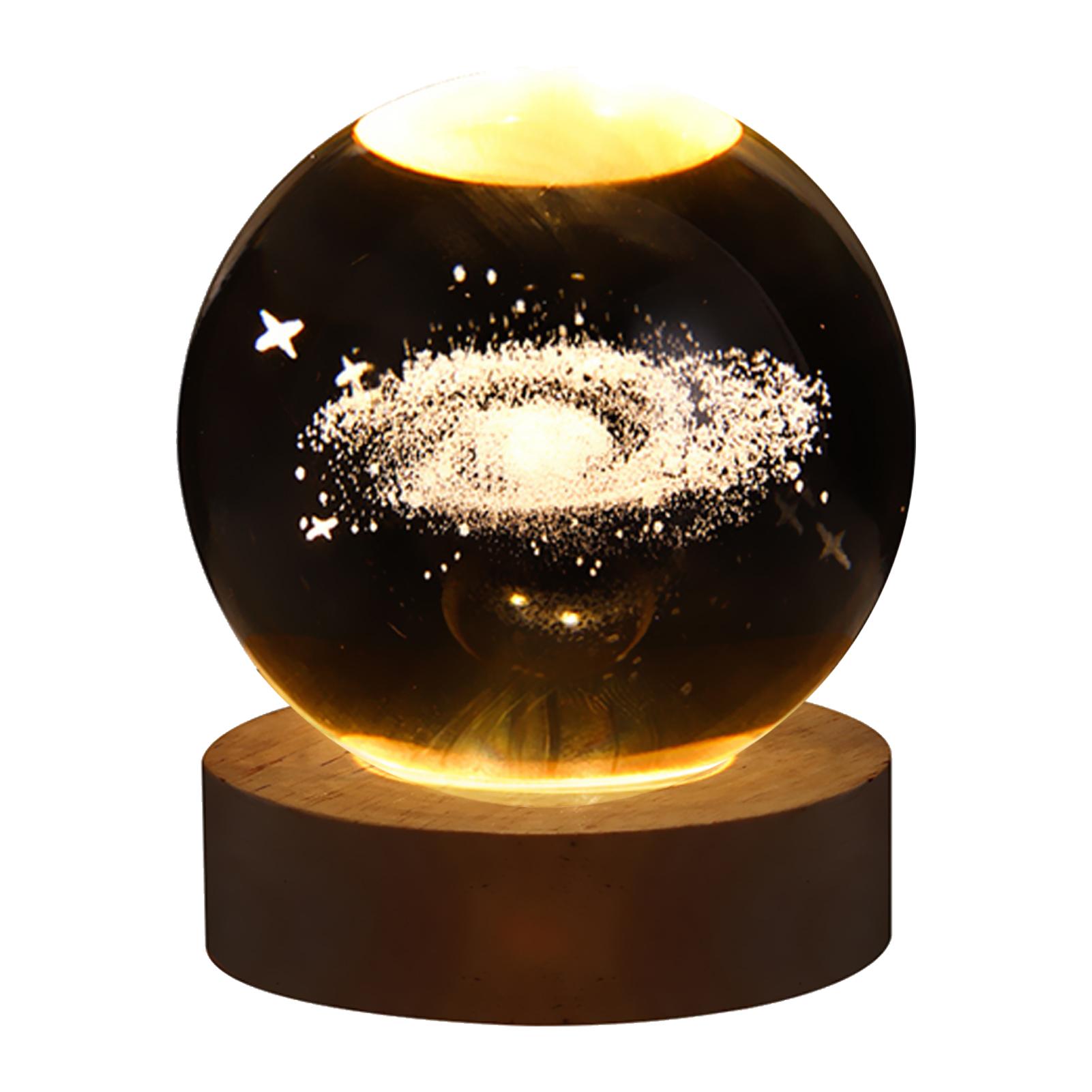 

3D хрустальный шар ночник внутренний резной светящийся стеклянный шар орнамент с деревянной основой для дома